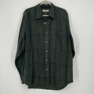 VTG Tommy Bahama Mens Green Textured Long Sleeve Button Down Shirt Size See Desc